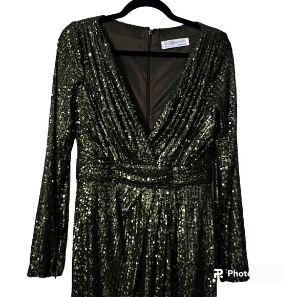 MAC DUGGAL size 6 SEQUINED LONG SLEEVE GOWN Dress - Picture 5 of 6